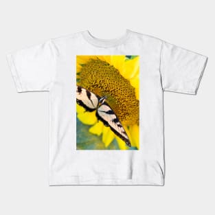 Butterfly on a sunflower Kids T-Shirt